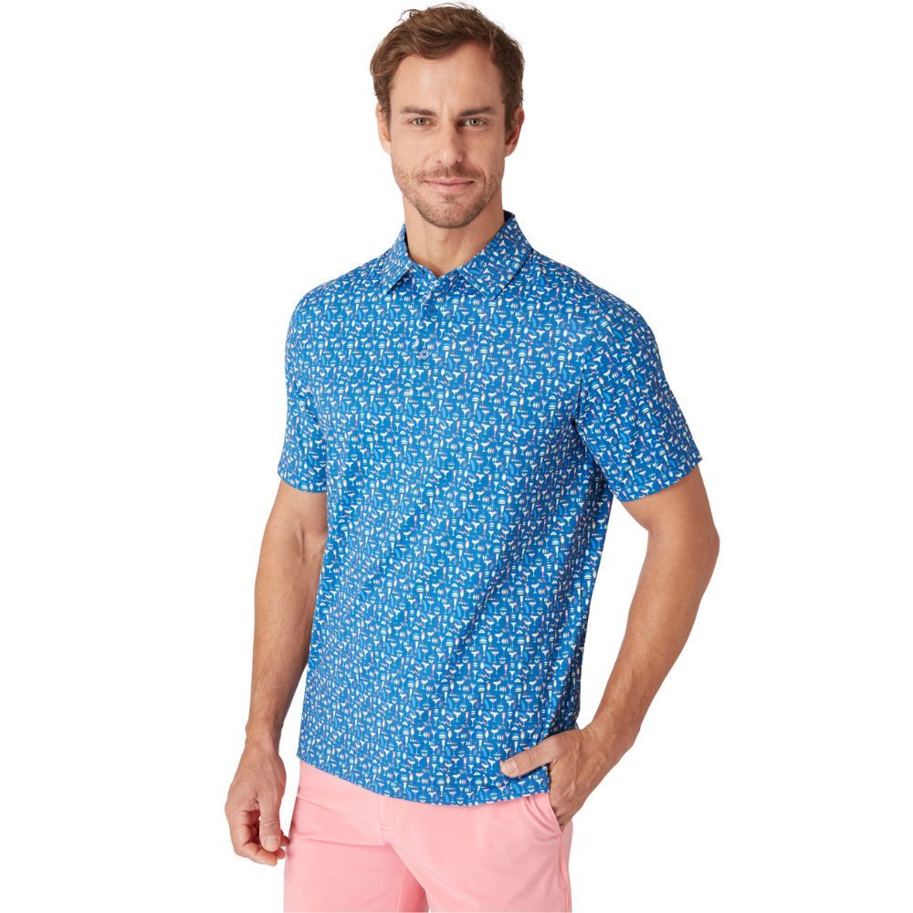 Cocktail Print Pique Herre Blå