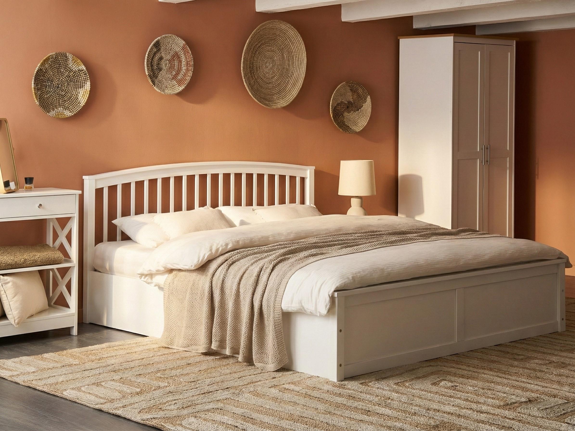 Bed met opbergruimte Dennenhout CLARBEC 180 x 200 cm Wit
