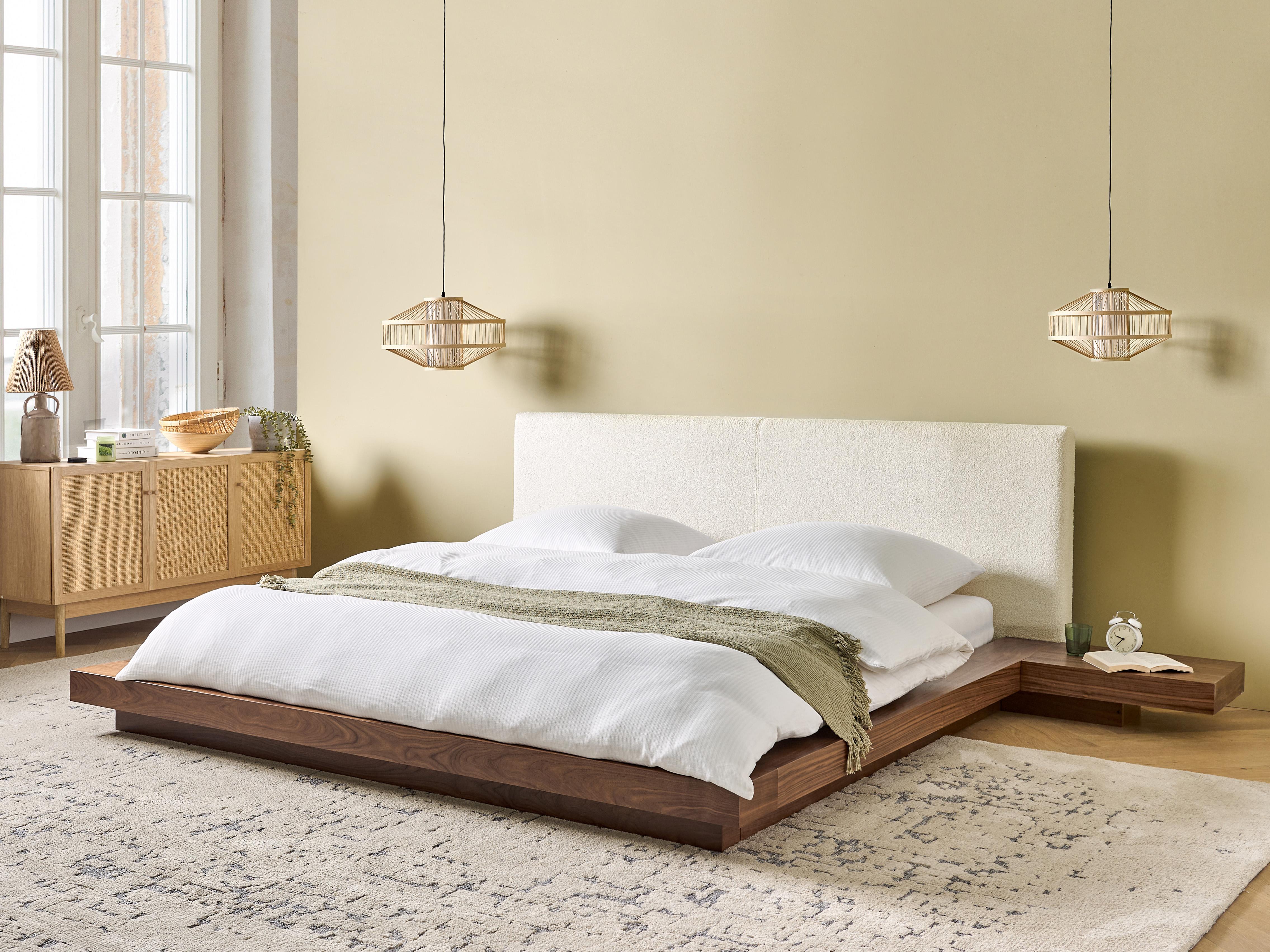 Bed Bouclé ZEN 180 x 200 cm Bruin essenhout