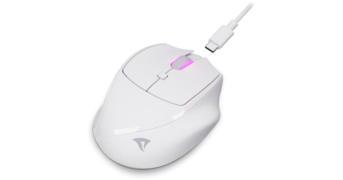 SharkoonOfficePal M25W gaming muis  (Wit, 400 - 4000 DPI, RGB, 2,4 GHz / USB)
