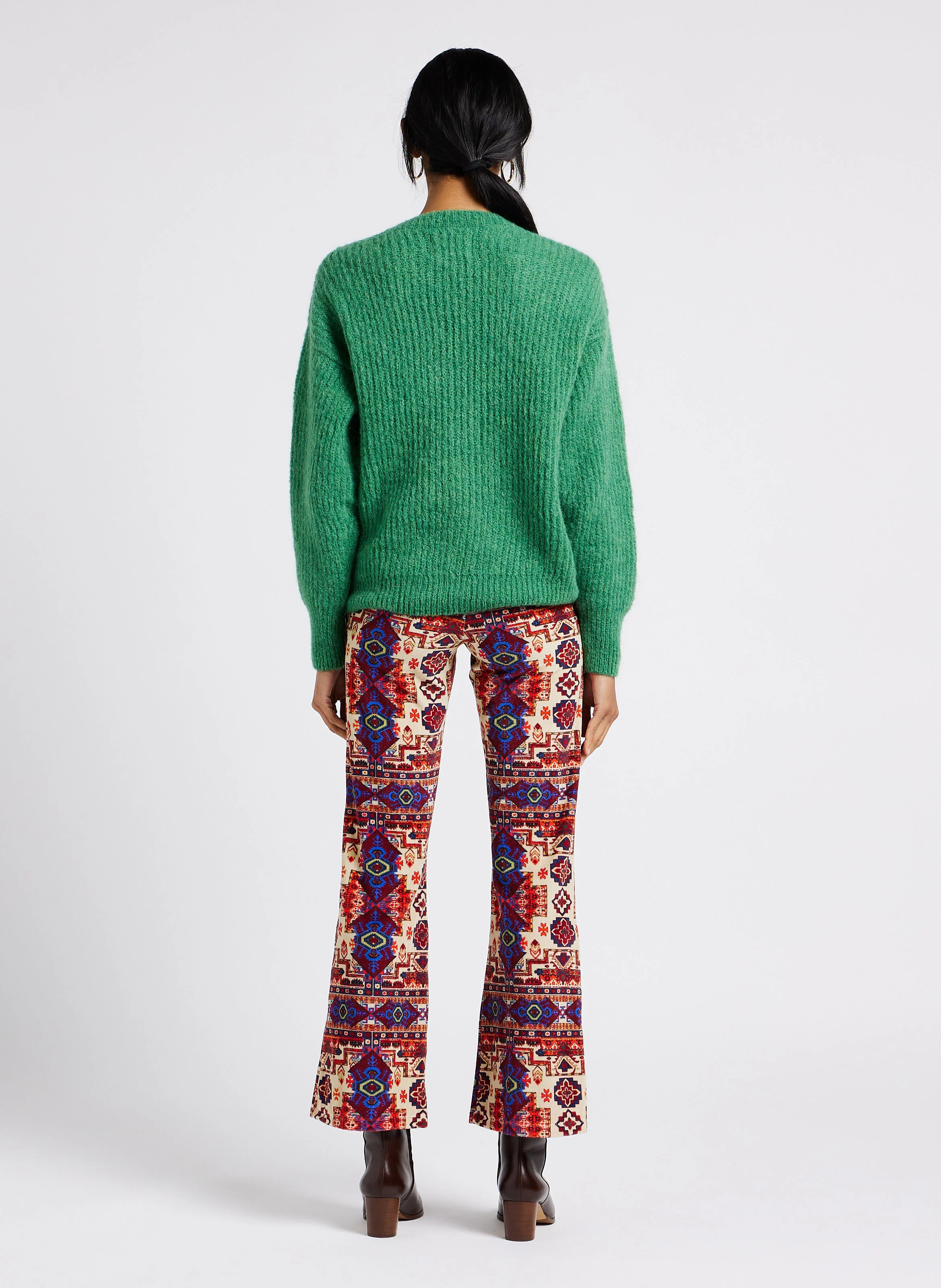 TAPESTRY - Pantalon taille haute à motif aztèque en coton | Rouge