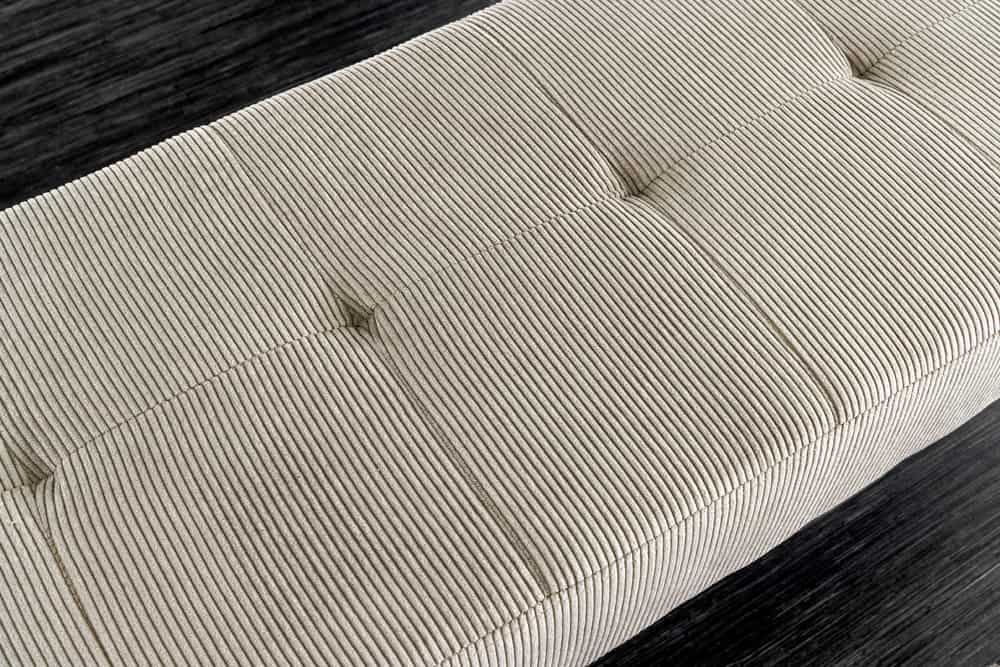 Design Sitzbank BOUTIQUE 100cm hellgrau Cord schwarze Metallbeine