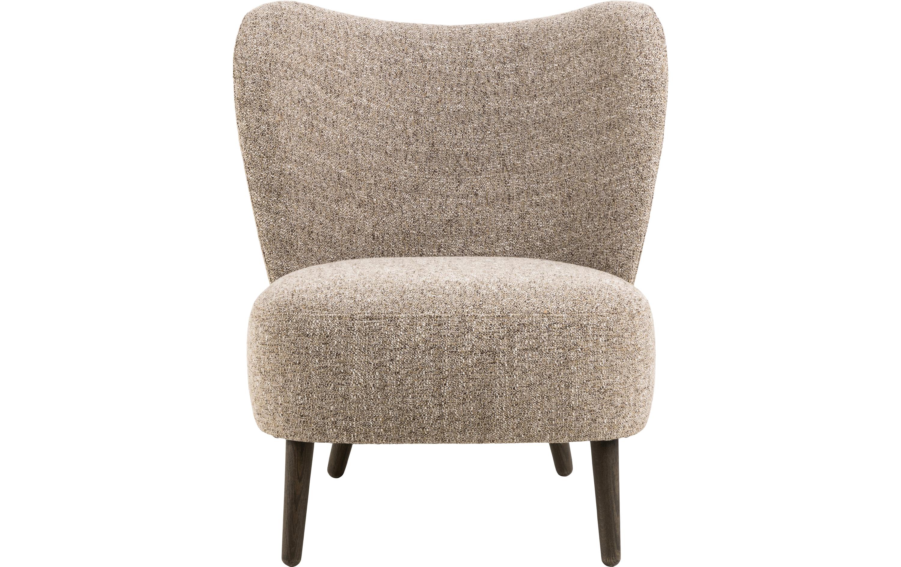 Sessel Elmont Eiche/Stahl, Beige<br>Eleganter Loungesessel mit weichen Rundungen