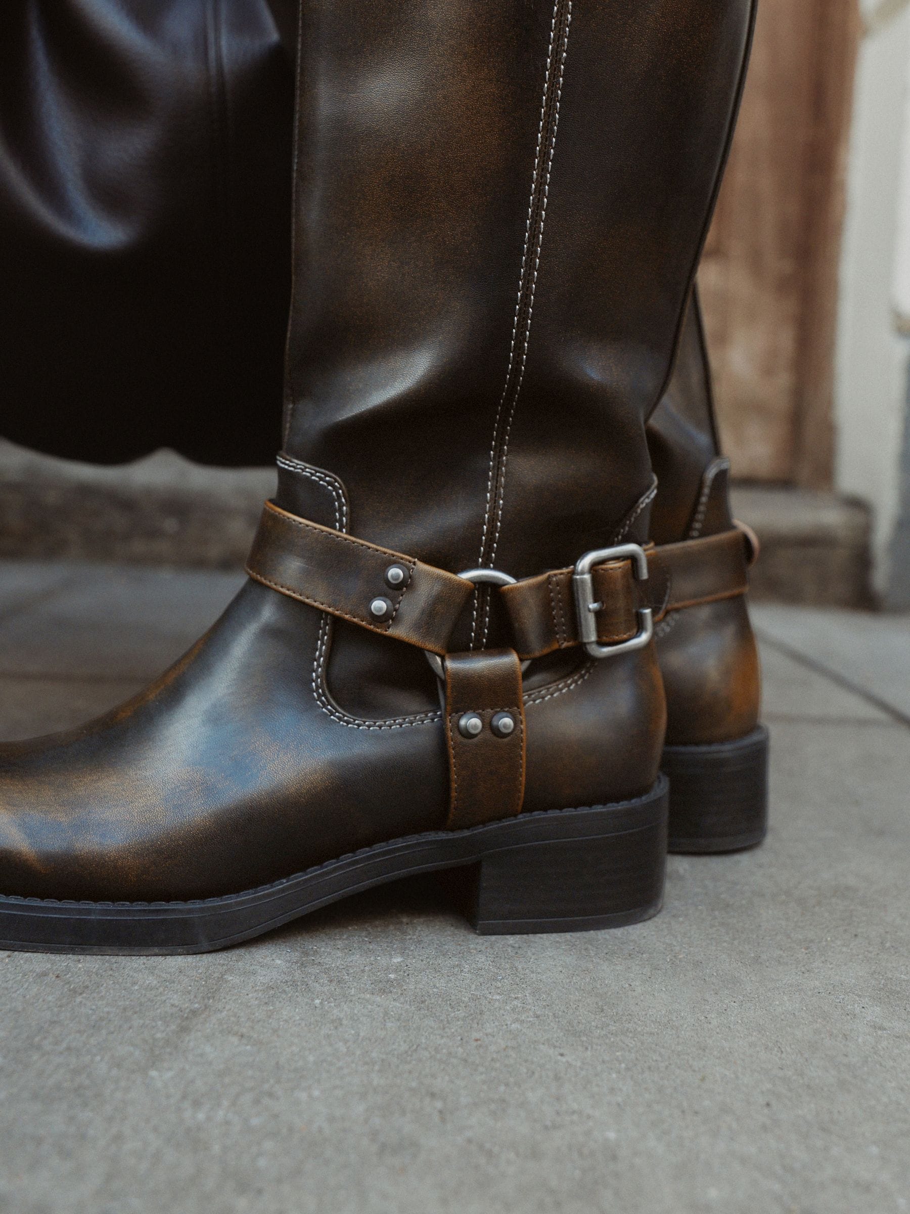 Chocoladebruin - Forever Comfort® Knee High Biker Boots