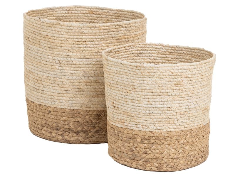 COCON Aufbewahrungskorb Beige/Braun, 35 x 35 cm Geflochtener Behälter