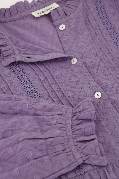 Paarse blouse met pintucks & peplum