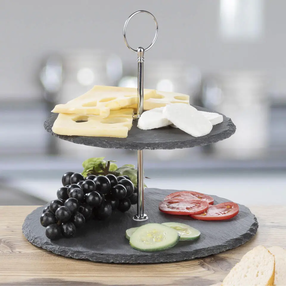 HI Etagere - leisteen - 2-laags - diameter 20 en 25 cm
