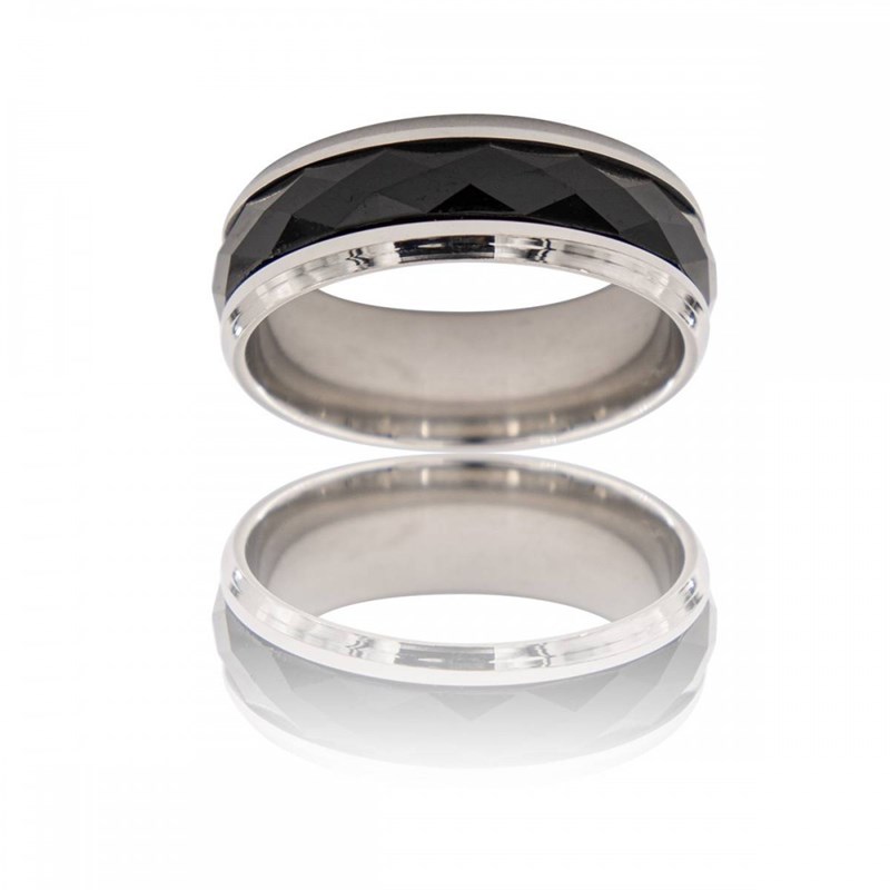 Bague Acier Argentée Homme DIAMANA