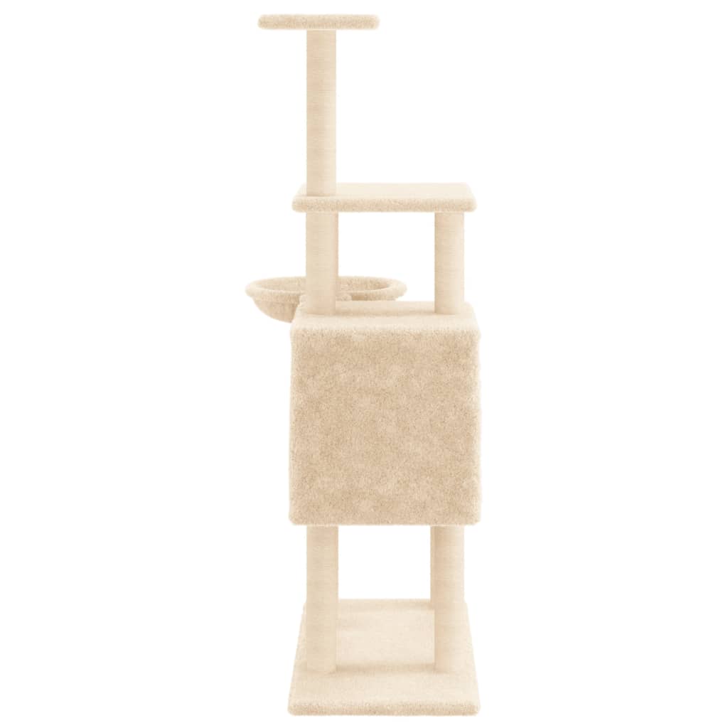Arranhador para gatos vidaXL com hastes de sisal creme, 131 cm