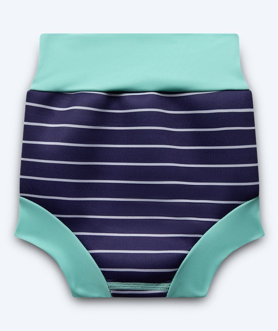 Watery blebadebukser til børn - Neoprene Swim Nappy - Turquoise Stripes