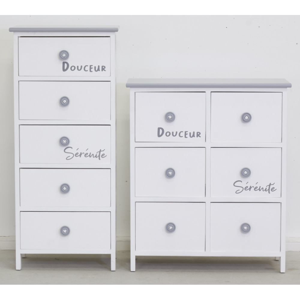 Commode/chiffonnier bois ' sérénité et douceur ' 6 tiroirs