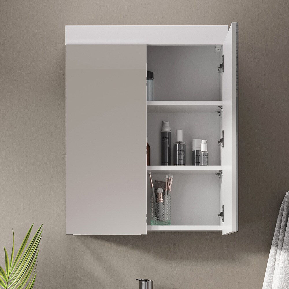Vicco Spiegelschrank Badspiegel Badezimmermöbel Luna Weiß Skandi 60x77 cm Badezimmer Schrank Badmöbel Schranktür Spiegeltür Schrankfach Wandspiegel Ablage Aufbewahrung