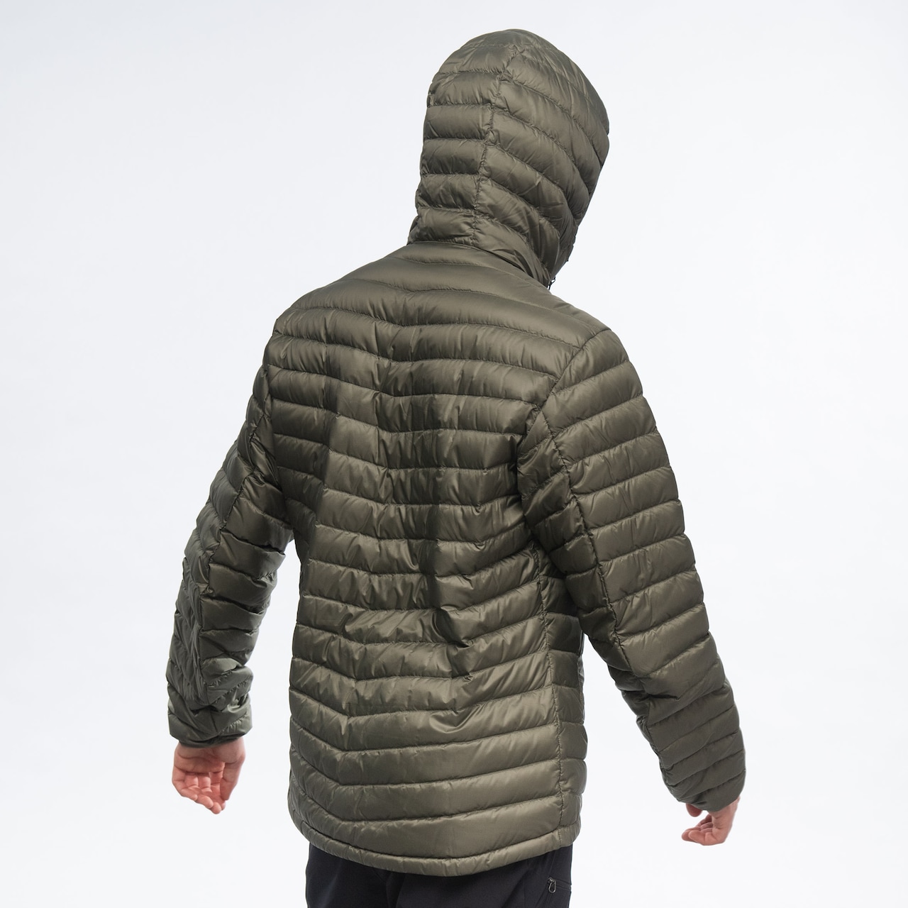 Røros Down Light Jacket w/Hood Herre Green Mud