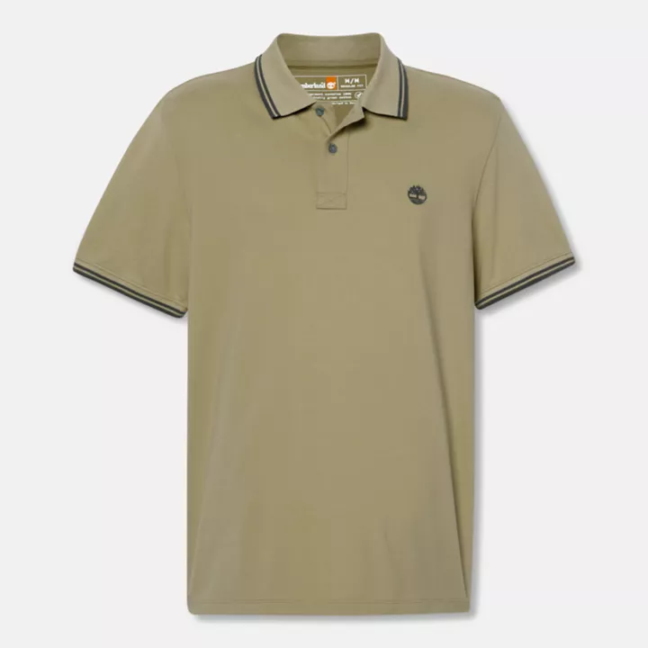 Polo à liseré en piqué pour homme en vert