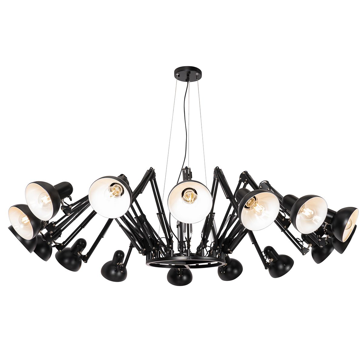 Smart hanglamp zwart 16-lichts verstelbaar incl. 16 Wifi A60 - Hobby Spinne