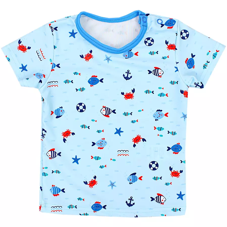 Aquarti Baby Jungen Bade-Set Zweiteiliger Badeanzug T-Shirt Hose blau