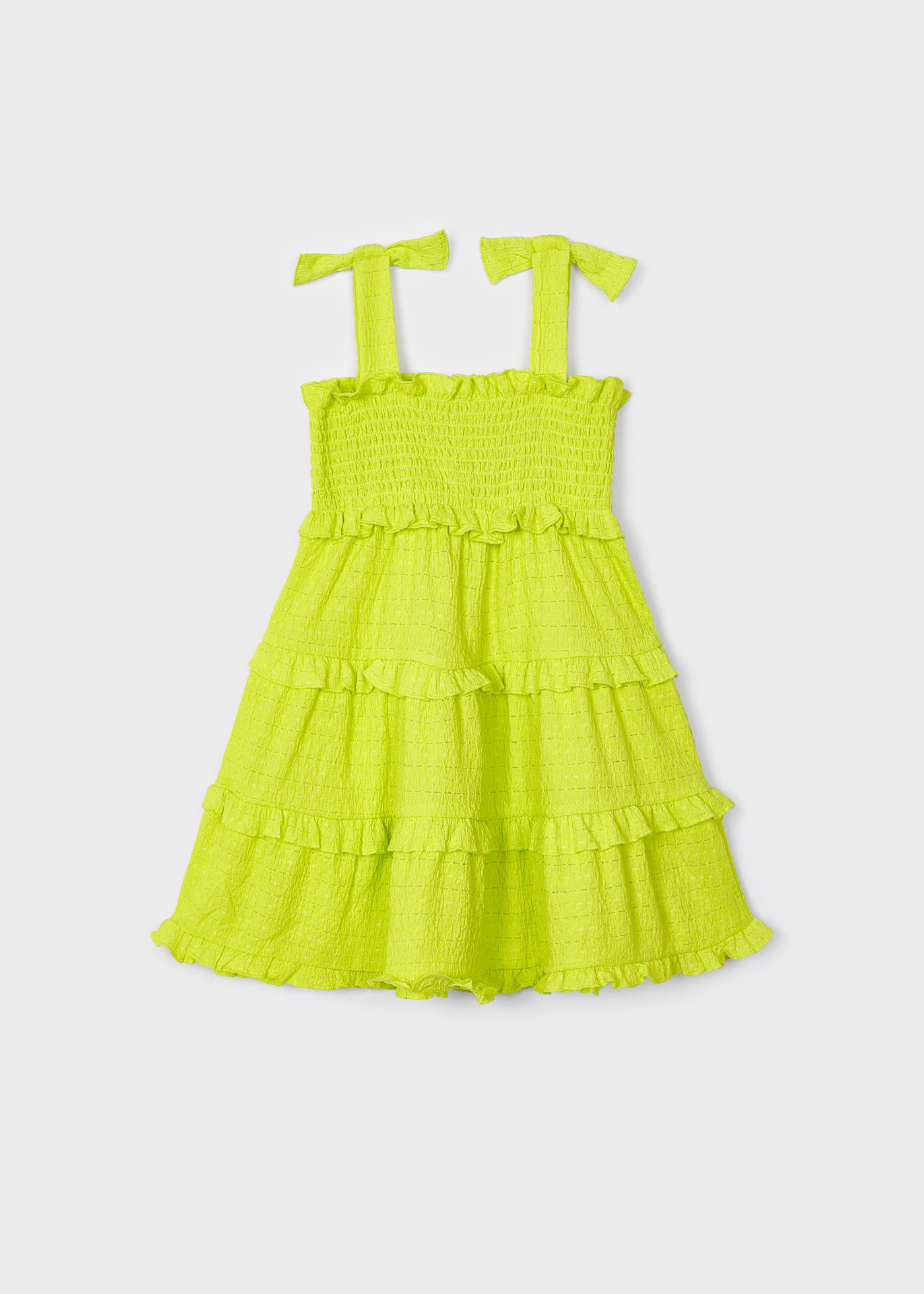 Vestido de alças com detalhes franzidos para meninas