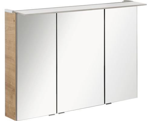 FACKELMANN B.perfekt spiegelkast 100 x 15 x 69 cm noestige eik 3-deurs LED