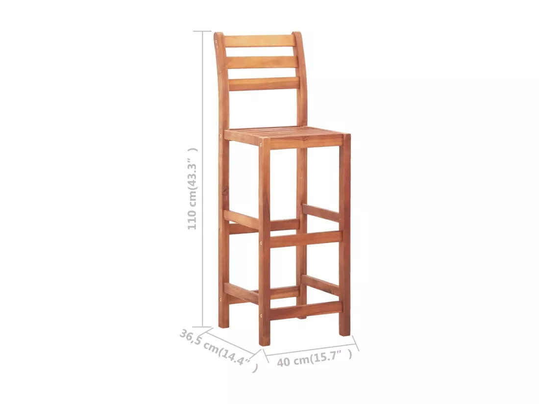 Chaises de bar lot de 4 bois d'acacia solide
