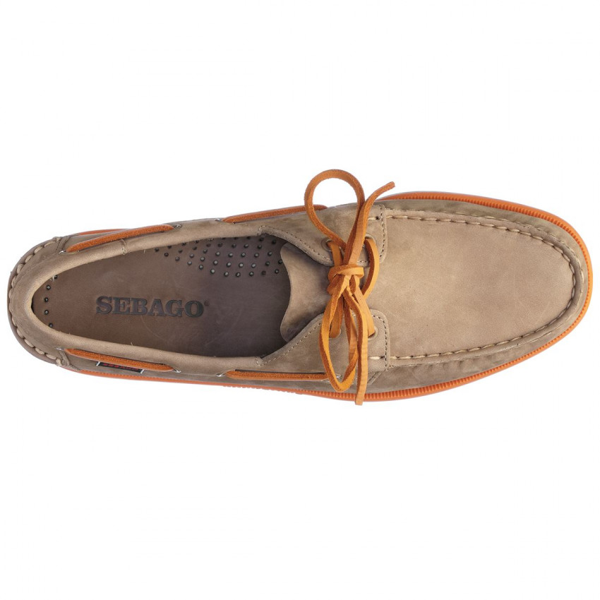 DOCKSIDES NUBUCK Brown Taupe Orange-CHAUSSURES BATEAU POUR HOMME EN NUBUCK BROWN TAUPE ORANGE