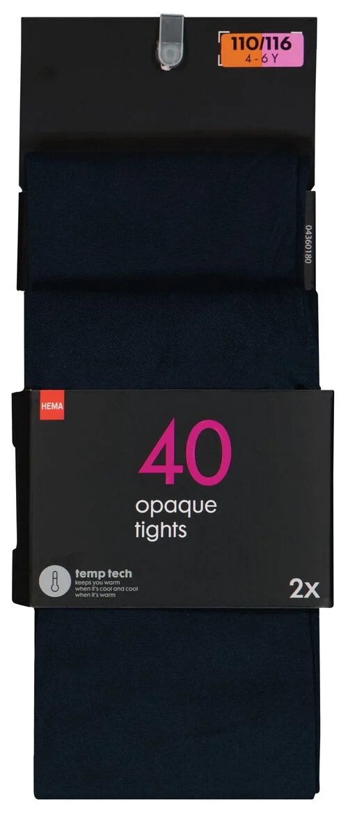 2 collants temptech 40 deniers bleu