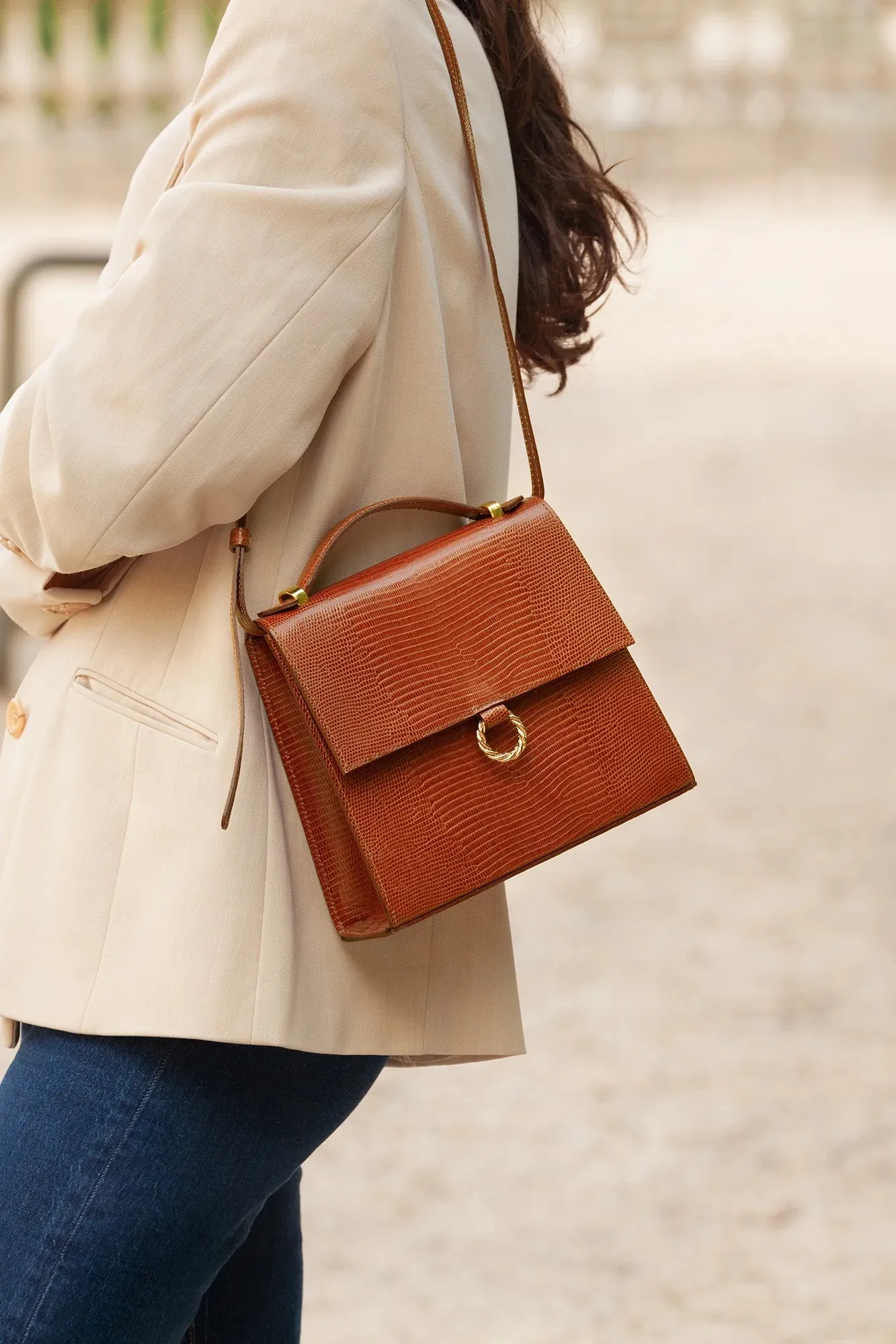 Sac en cuir lézard Joséphine Fauvette