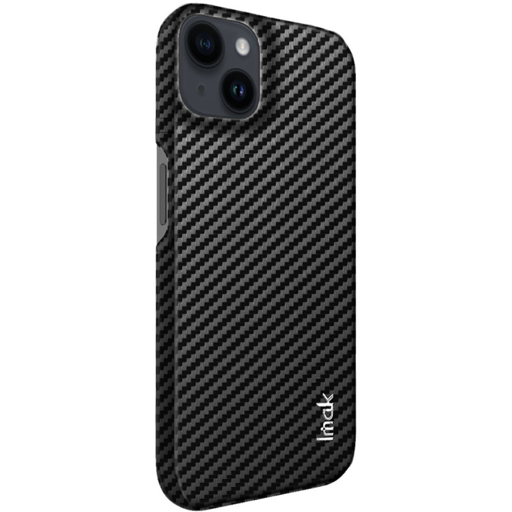 iPhone 14 Hardcase Leder Hülle im Carbon Look - Schwarz