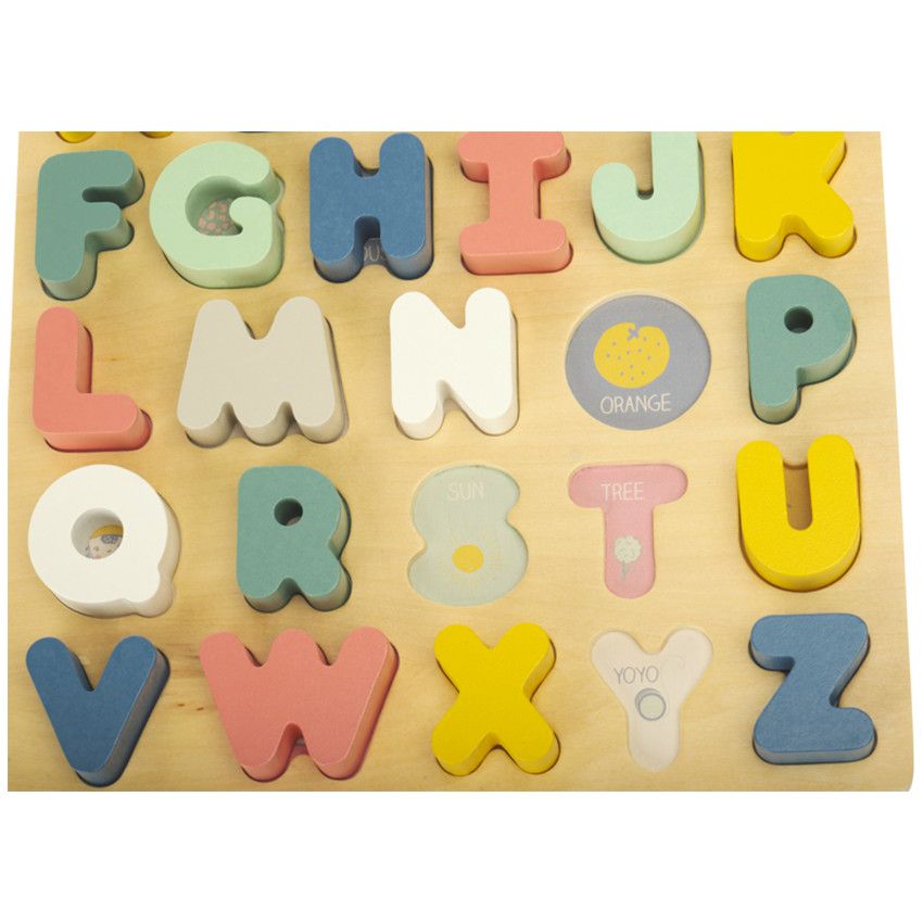 Puzzle alphabet en bois pour apprendre l'anglais - Ecru