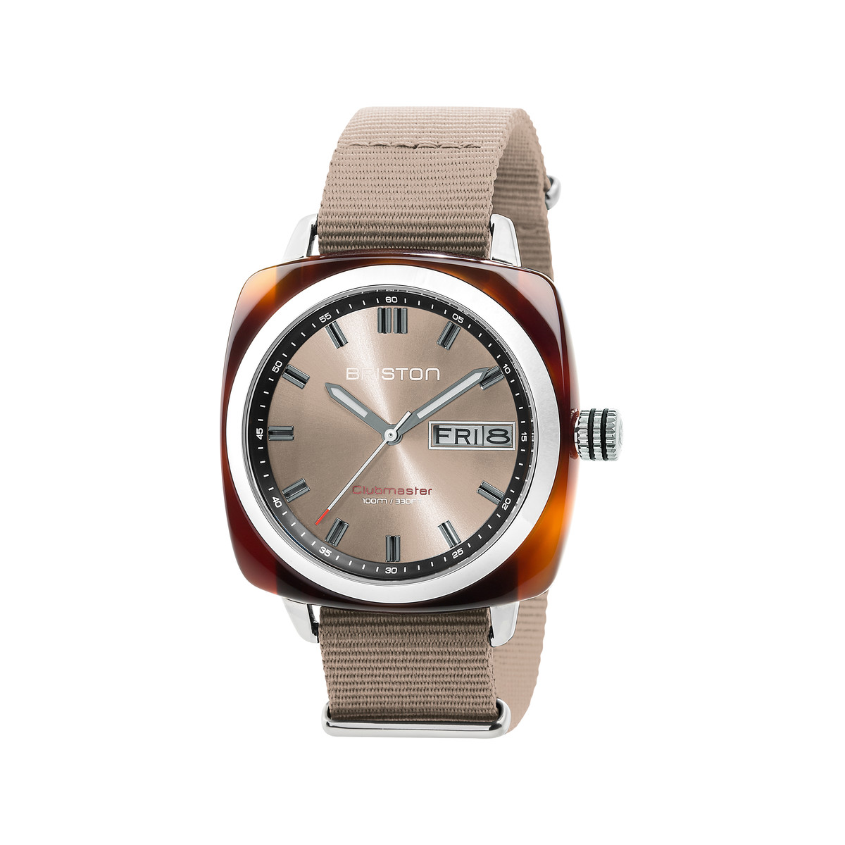 Montre BRISTON clubmaster sport hms homme bracelet tissu taupe
