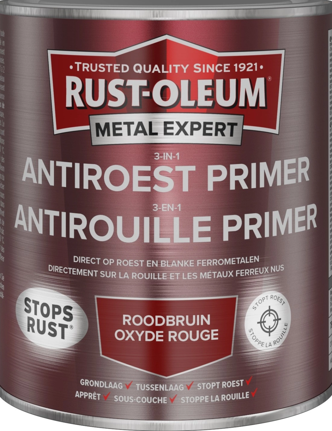 Rust-Oleum 3-In-1 Antiroest Primer - RAL 3000 roodbruin - 0,25L
