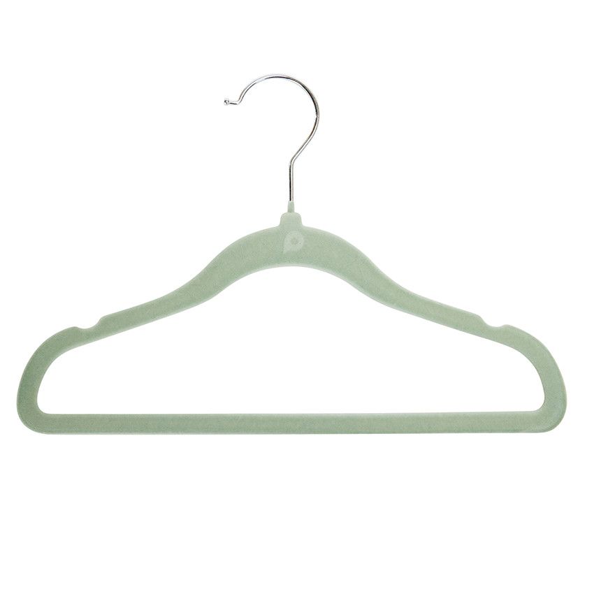 Lot de 6 cintres en velours vert - Ecru