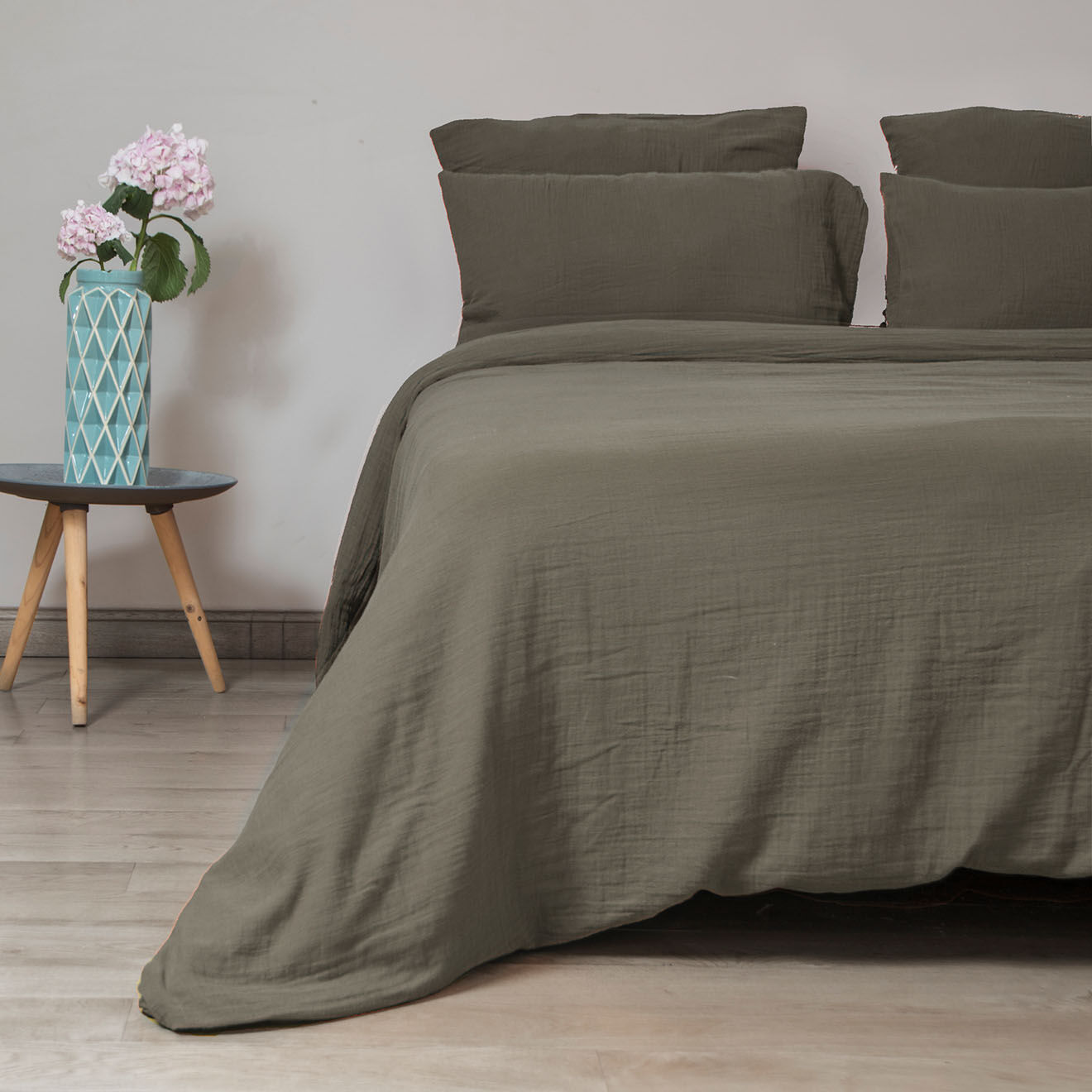Febronie Home Taie d'oreiller 100% Gaze de Coton Clara kaki
