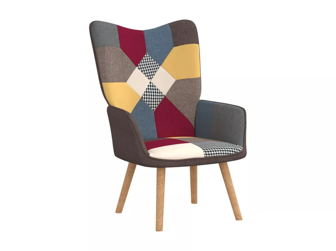 Chaise de relaxation avec repose-pied Patchwork Tissu