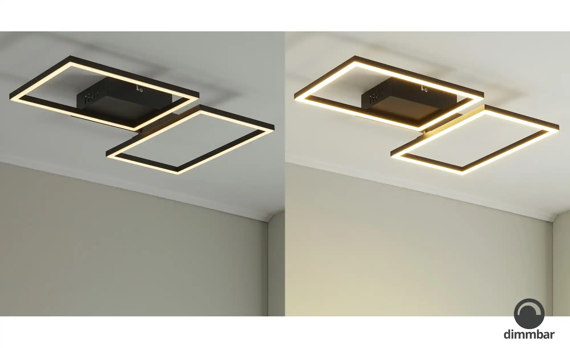 Meisterleuchten LED-Deckenleuchte 2-flammig, schwarz mit Fernbedienung
