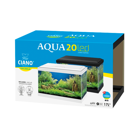 Aquarium Aqua 20 Led noir L.40 x l.20 x H.26 cm