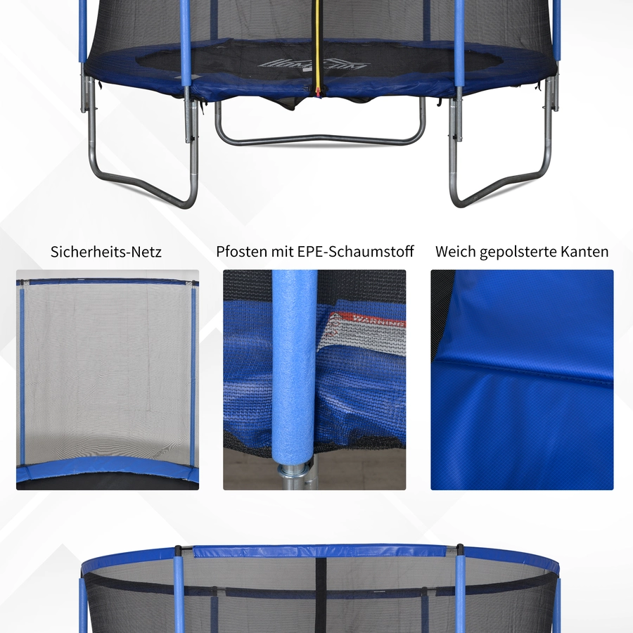 HOMCOM Trampolin mit Sicherheitsnetz blau, schwarz
