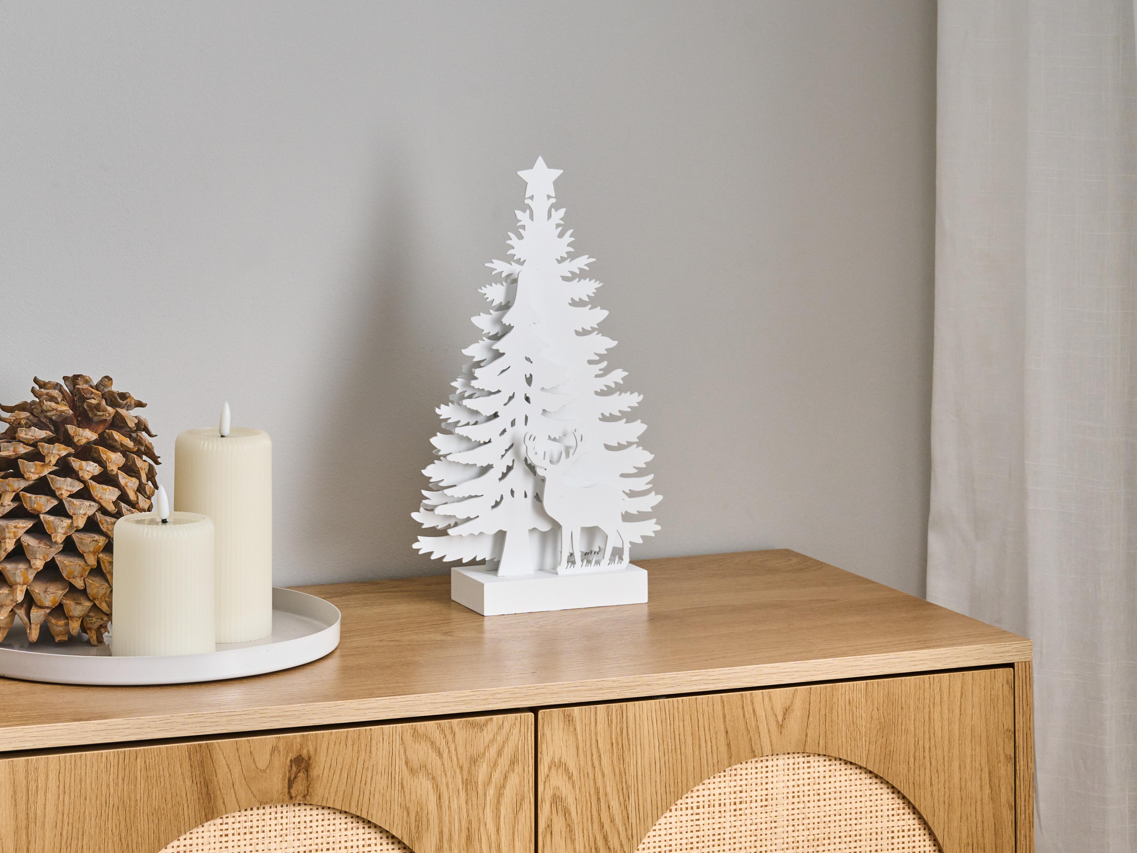 Kerstdecoratie LED FEMAN Rendier Kerstboom 36 cm Wit
