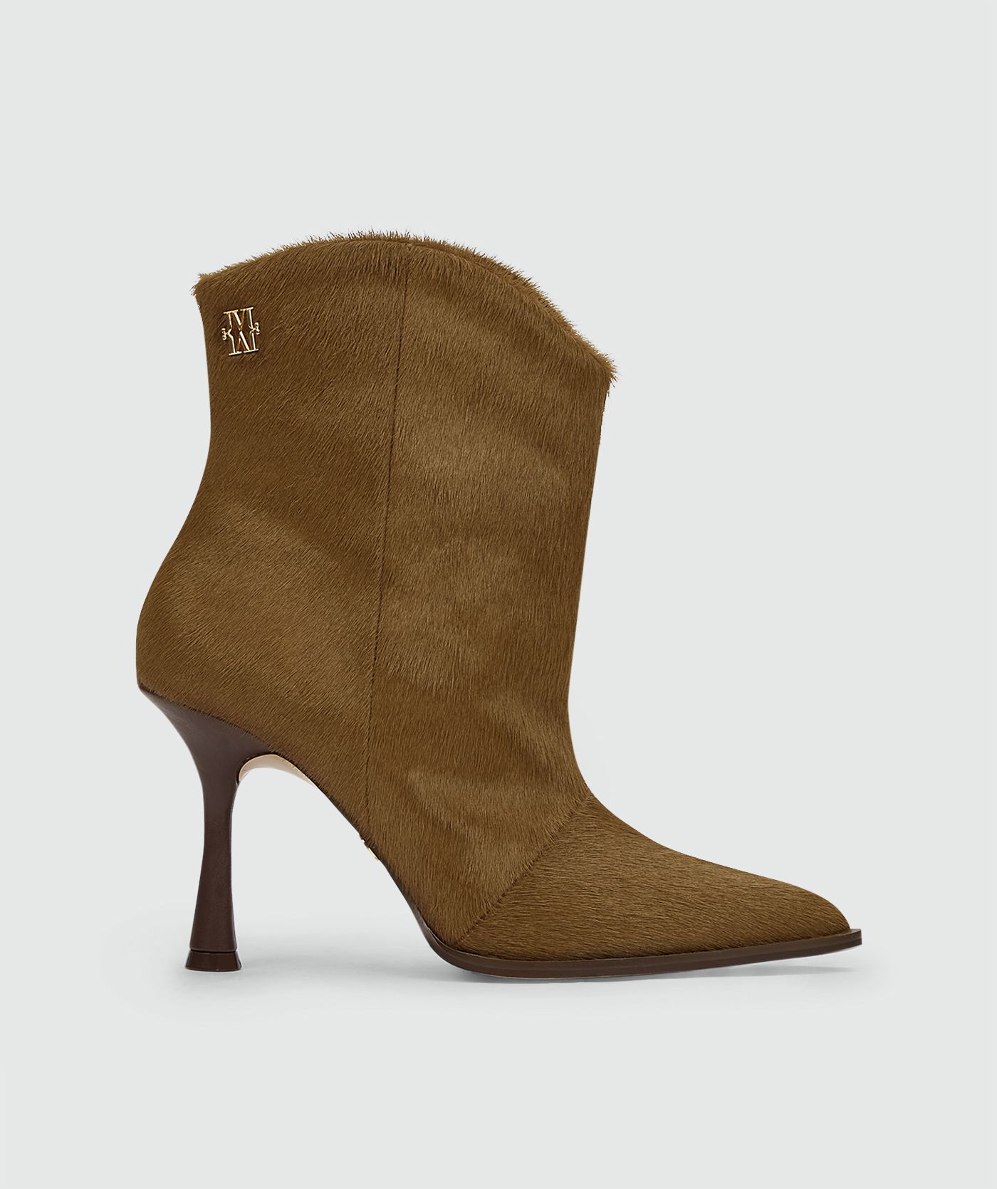JV-AURELIA laarzen van leer met ponyhair - dark khaki