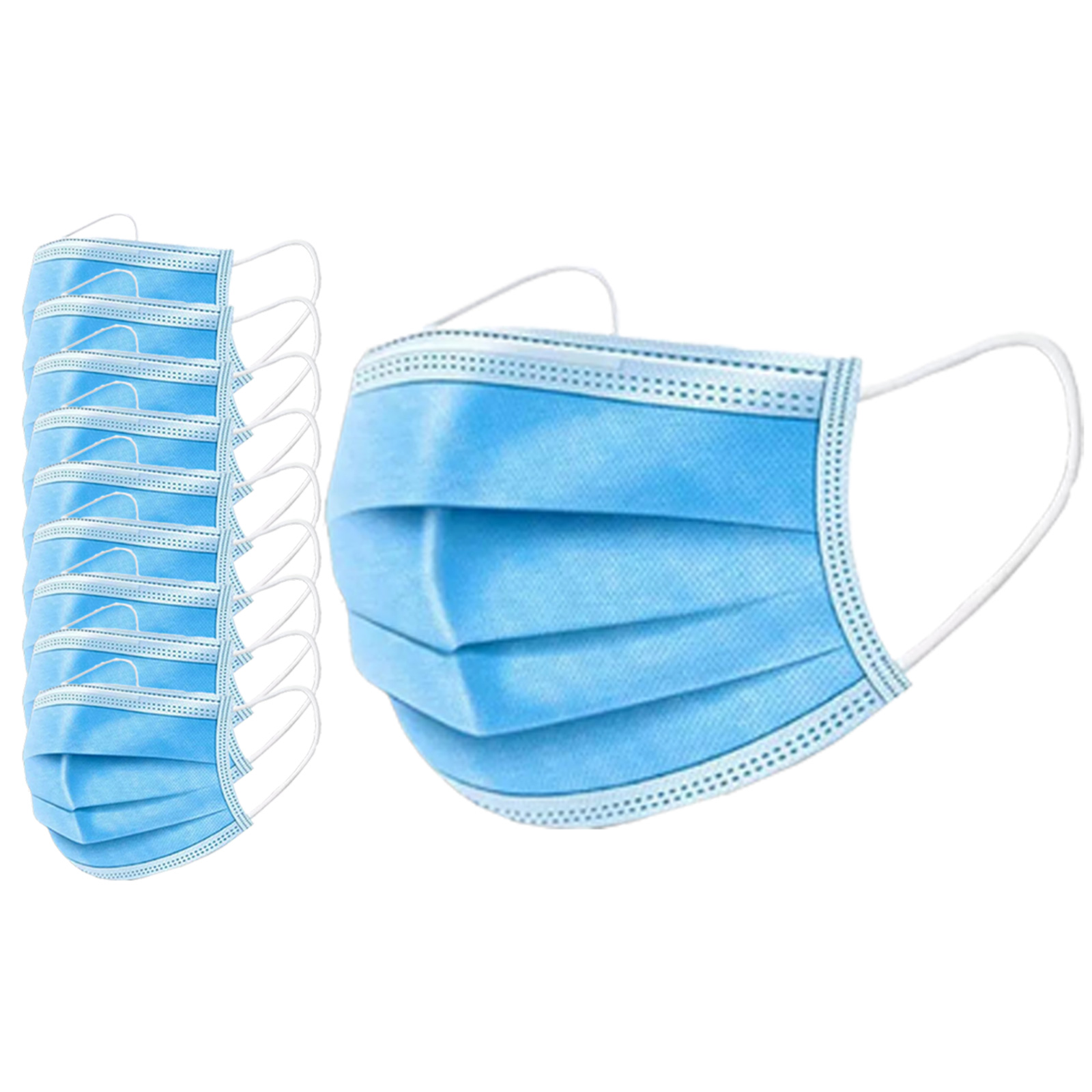 10er-Set Mund-Nasen-Maske - blau - Einweg