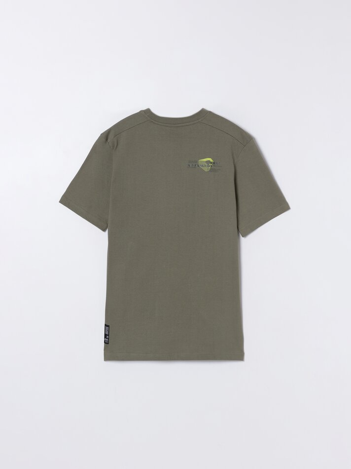 Camiseta estampada com bolso - Verde escuro