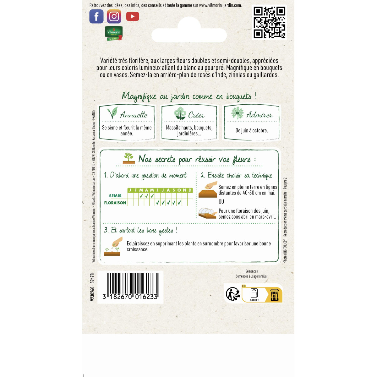 Sachet de graines cosmos double click varié : embellissez votre extérieur facile