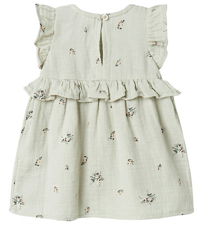 Name It Kleid - Musselin - NbfHikka - Aqua Grau m. Blumen