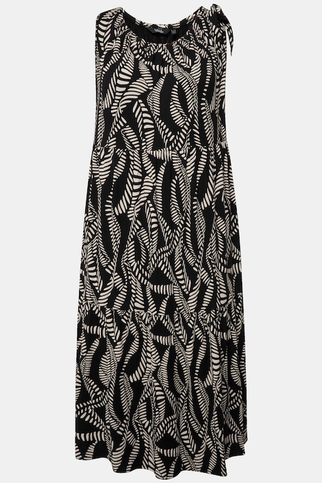 Jerseykleid, geraffter Ausschnitt, Rundhals, ärmellos