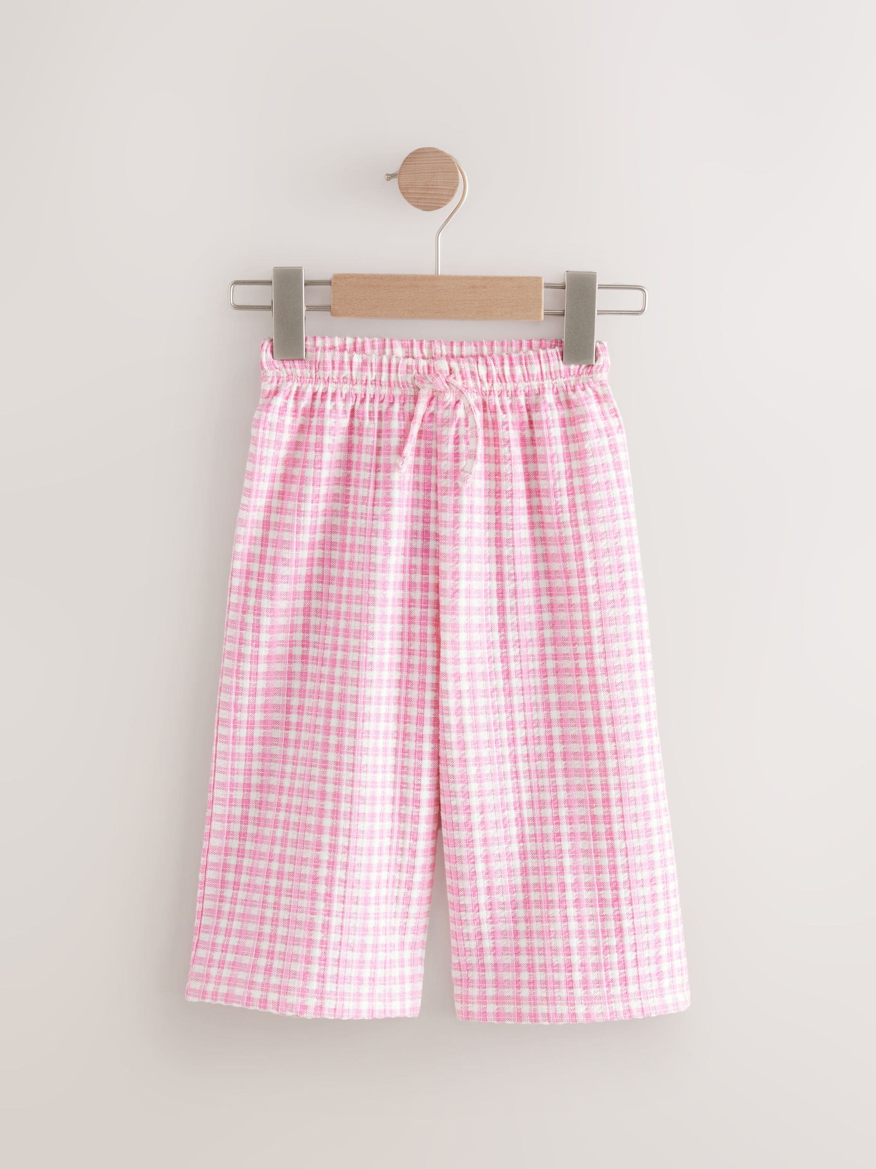 Roze gingham - Broek met wijde pijpen (3mnd -7jr)