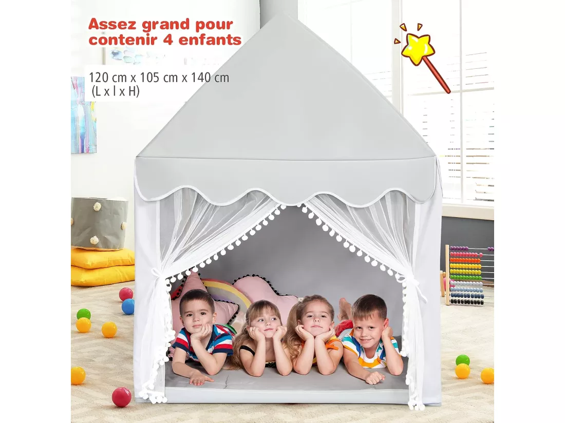 Tente de jeux pour enfants, cabane de style princesse en coton