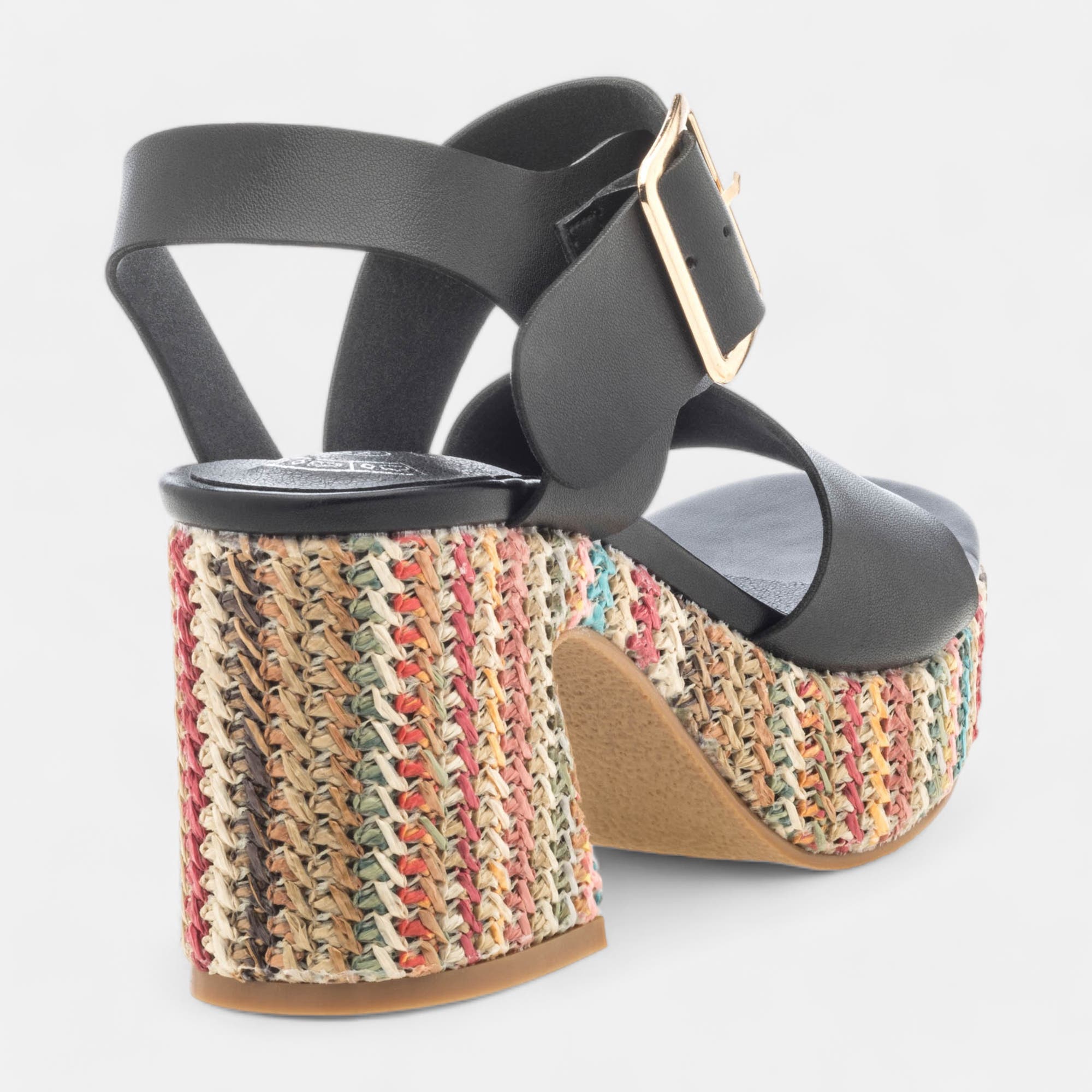 Nu-pieds à talon compensé Femme noir