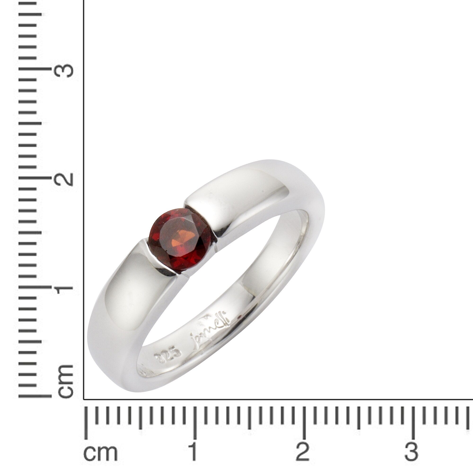 Jamelli Ring Silber 925 rhodiniert mit echtem Granat