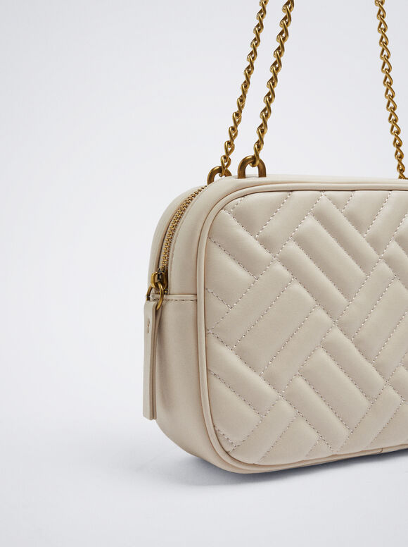 Bolsa acolchoada com corrente - Cru
