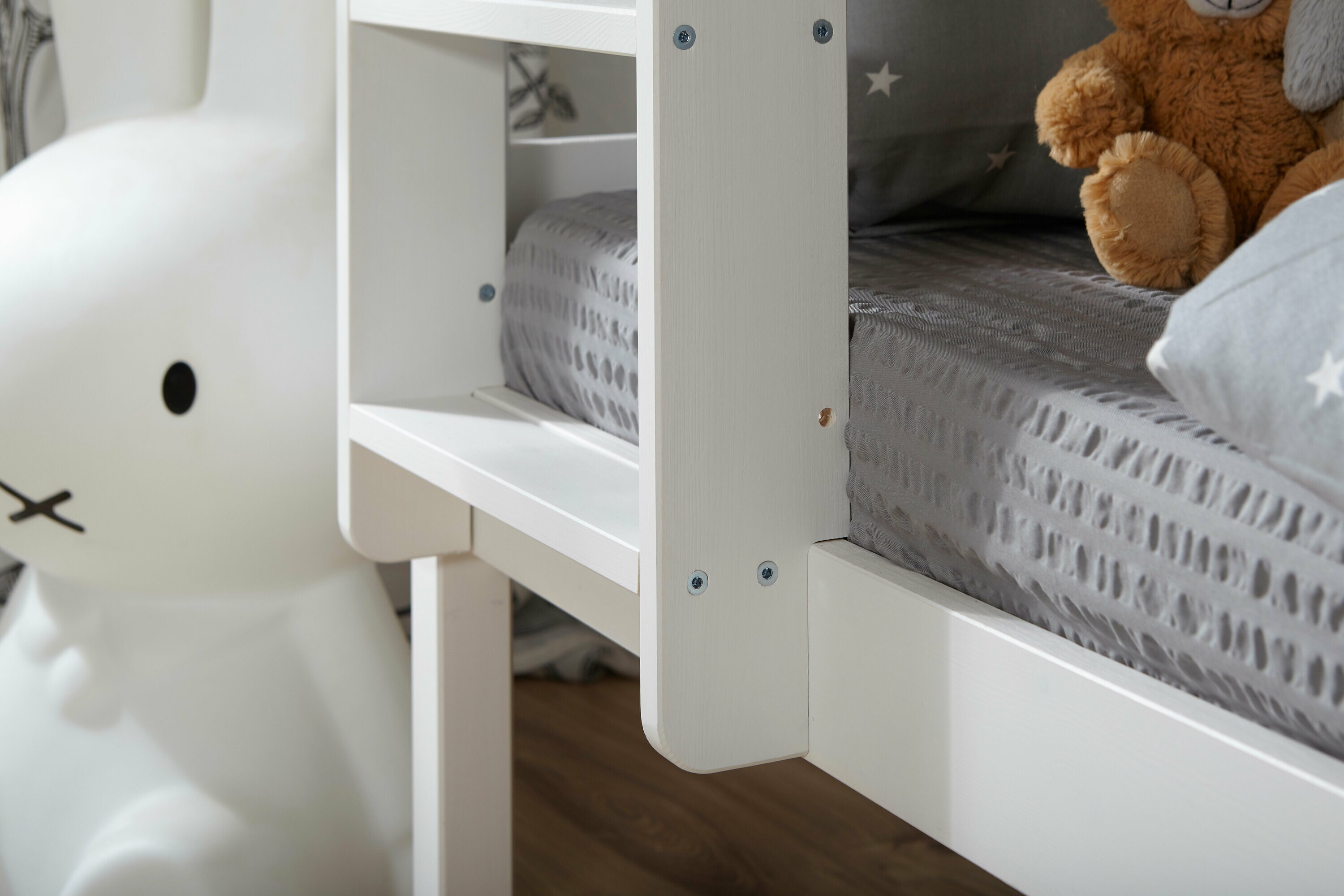 TiCAA Etagenbett Finn Weiß mit 5er Schubkästen