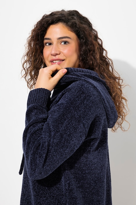 Chenille-Hoodie, Kapuze, Kordel, Langarm